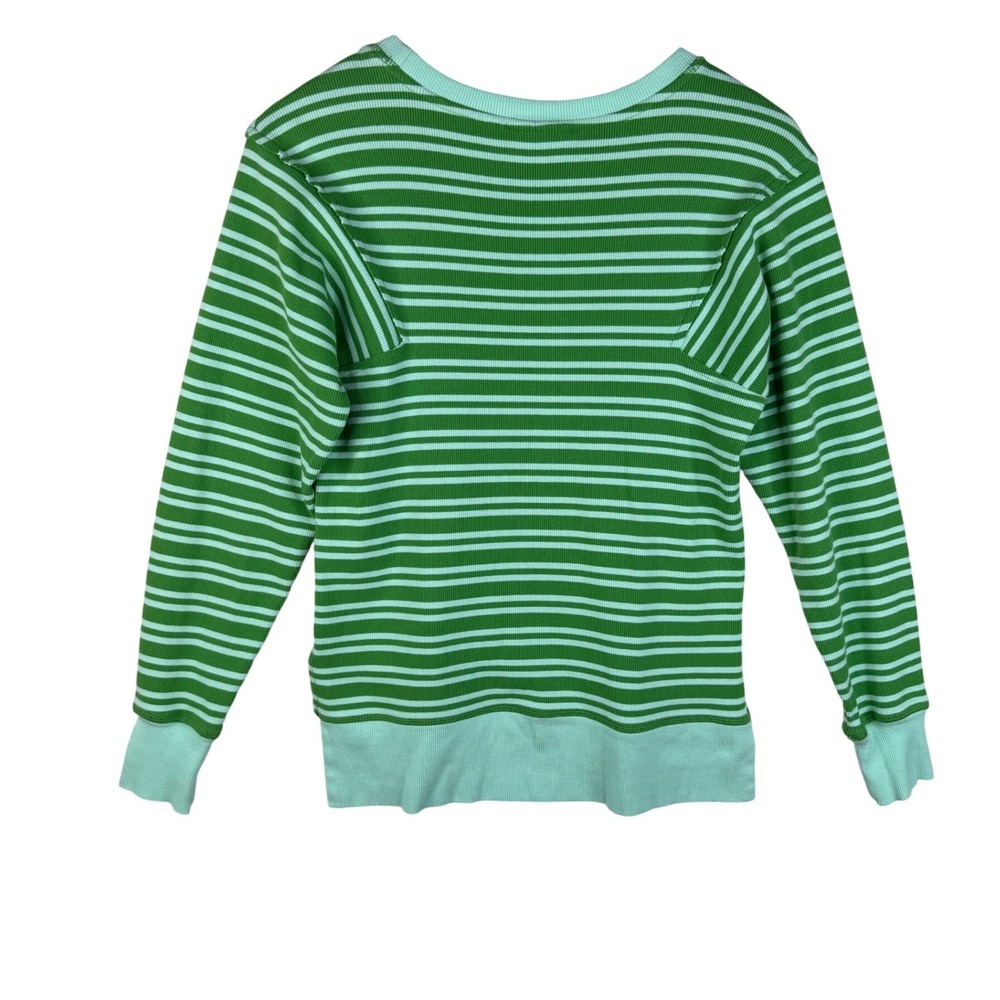 Anthropologie Maeve Striped Long Sleeve Sweatshirt size X-Small Green/Blue‎ - Picture 4 of 6